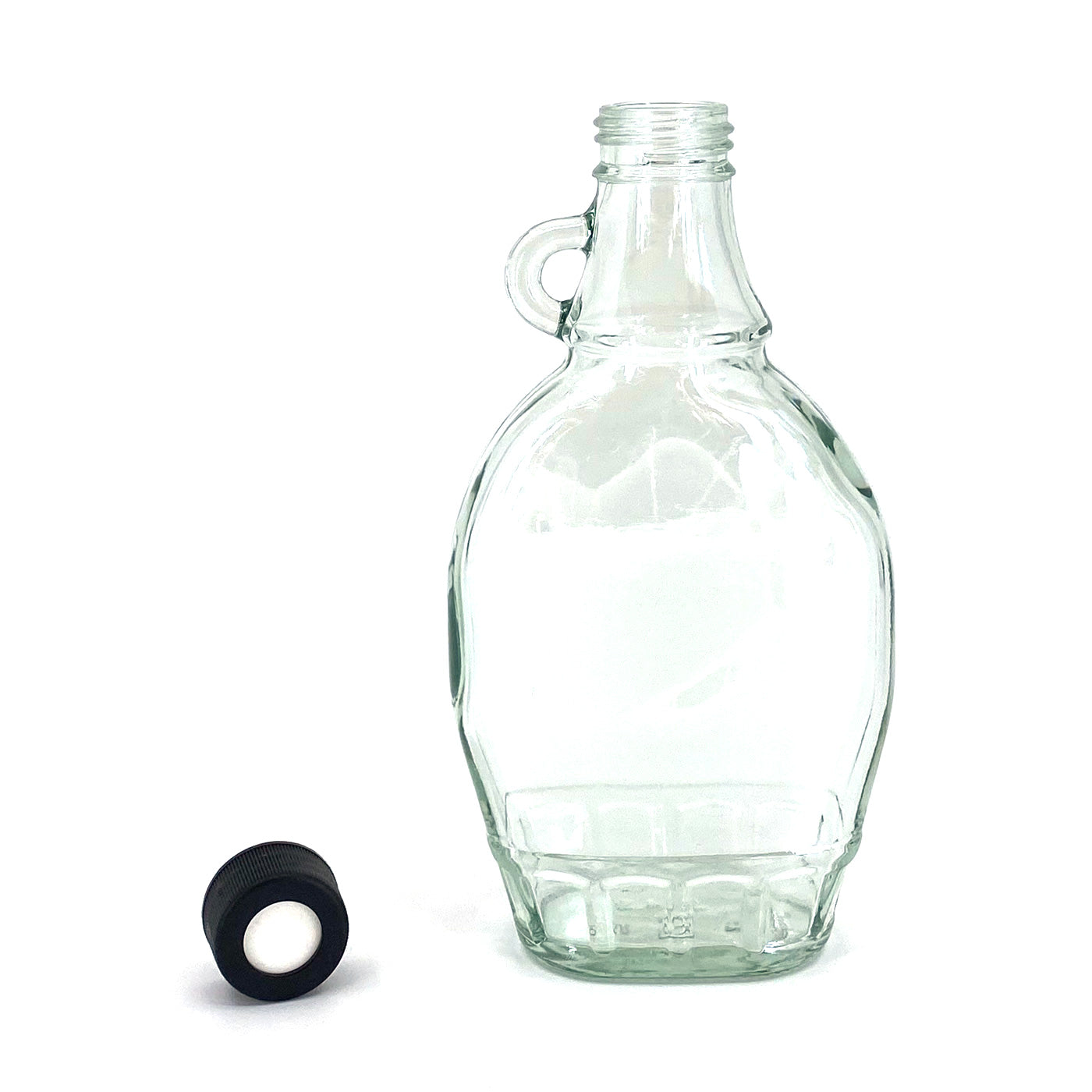 8 oz Clear Glass Maple Flask with with Expandable Black  Polar Cap